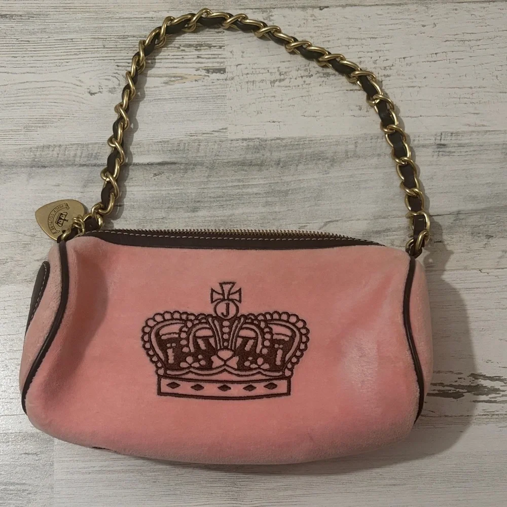 Vintage Juicy Couture Pink Suede Barrel Shoulder bag Y2K